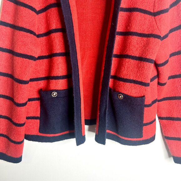 Talbots Double Knit Sweater Jacket Striped Old Money Preppy Boxy Fit Sz XLP - Picture 4 of 6